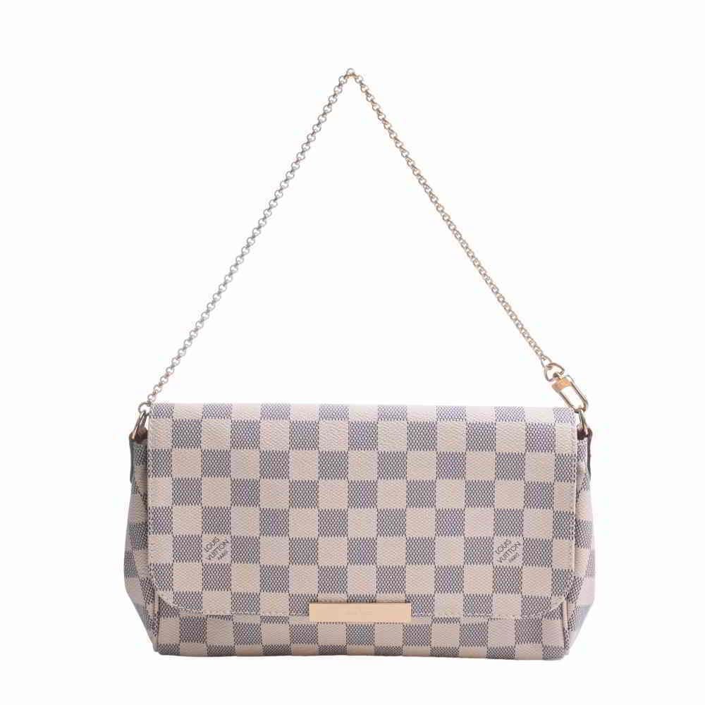 Louis Vuitton Damier Azure Favorite MM Chain Shoulder Bag White